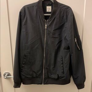 GAP Black Bomber Jacket with Ribbed Details